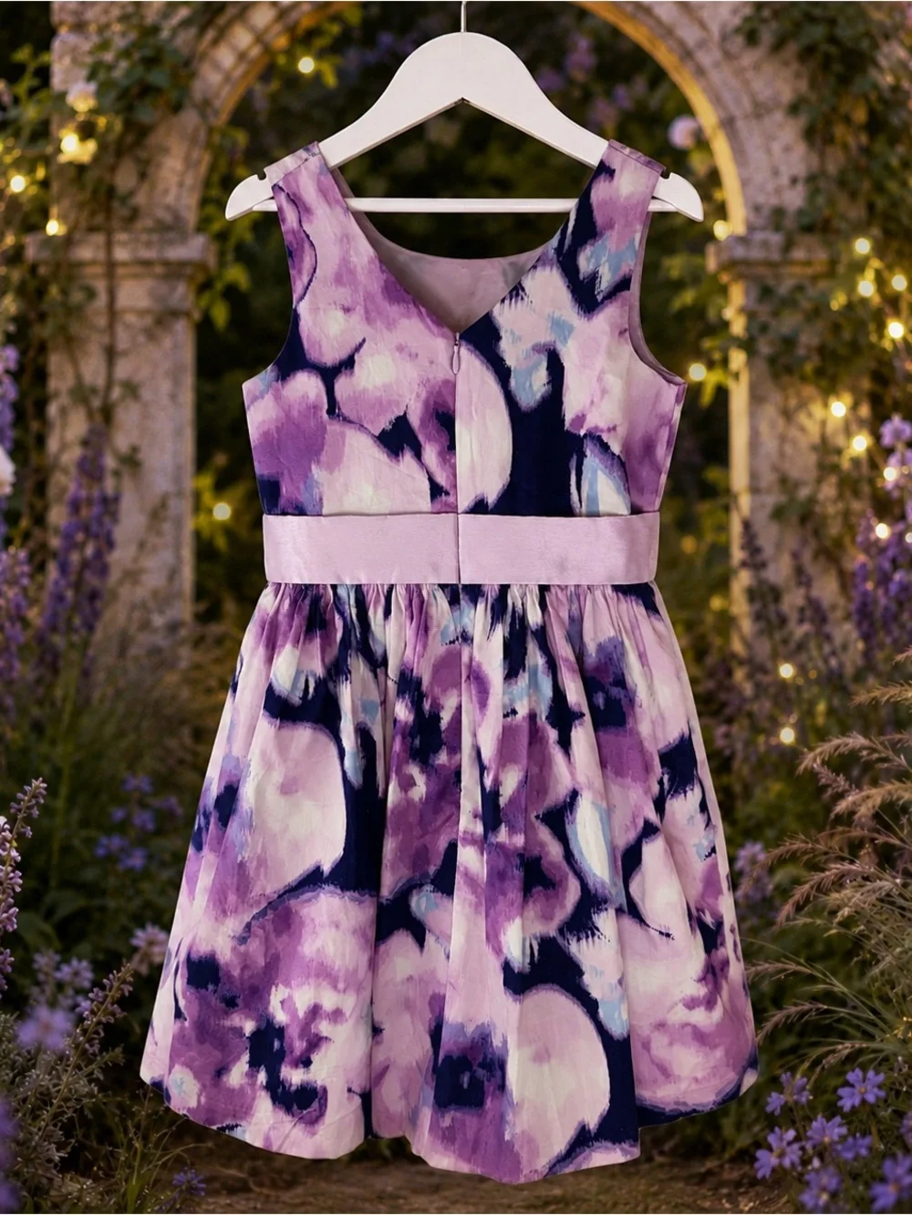 Bonnie Jean 3T Floral Formal Dress Bow EUC